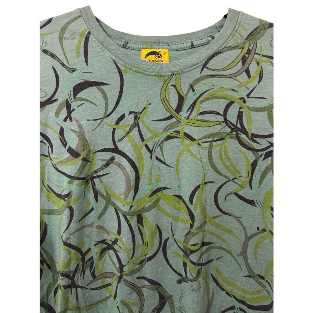 Kialoapiko 2X Organic Cotton Plus Size Green Short Sleeve Women Aloha EUC - Picture 2 of 8